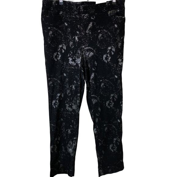 Chicos Pants Womens Size 3 Brigitte Slim Leg Pull-On Jacquard Metallic Ankle NWT - Picture 1 of 8